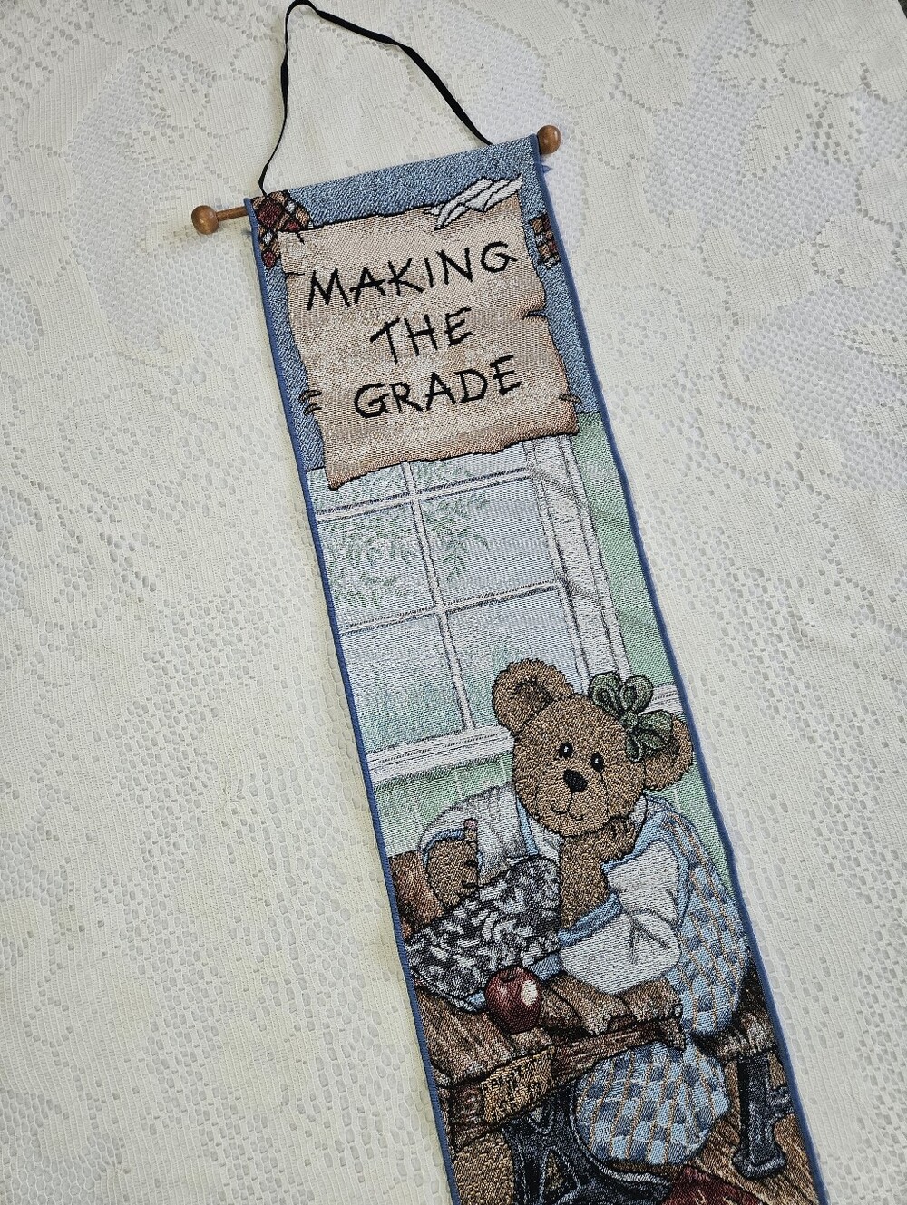 Vintage Boyds Bears Making the Grade Tapestry Wall Hanging